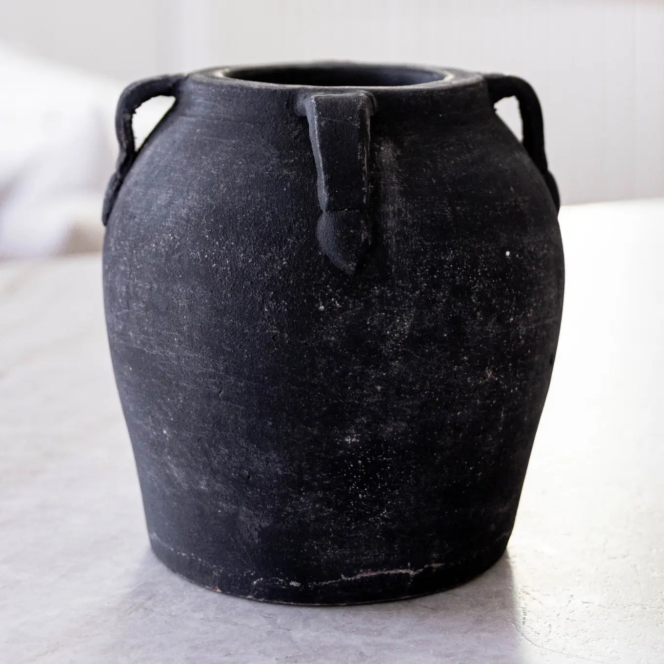 Noir Black Wash Vase with Handles