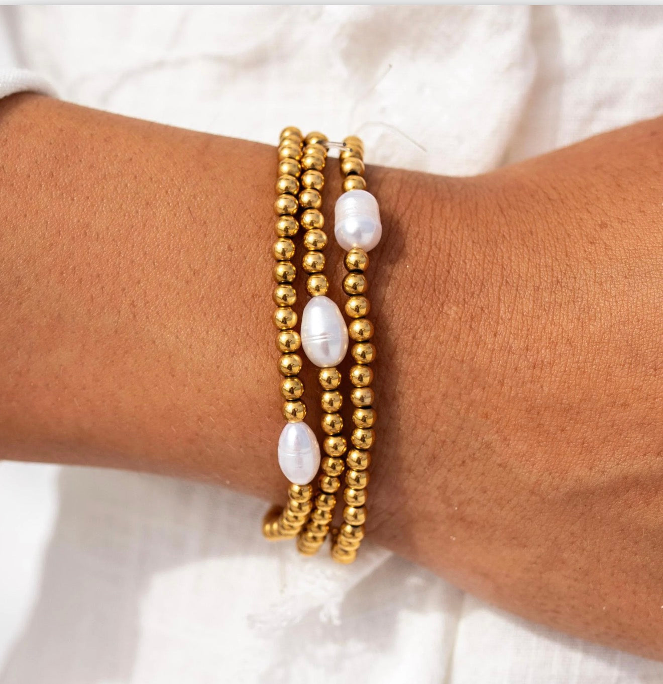 Seaside Pearl Stretch Bracelet