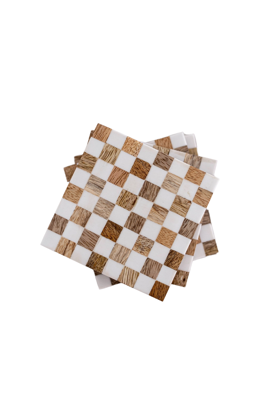 Checkered Wood & Resin Coasters (set of 4)